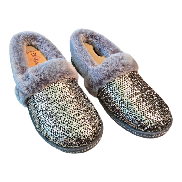 Skechers Cozy Campfire Slippers Womens Size 8.5 Gray/Pewter Faux Fur Memory Foam - Picture 1 of 14